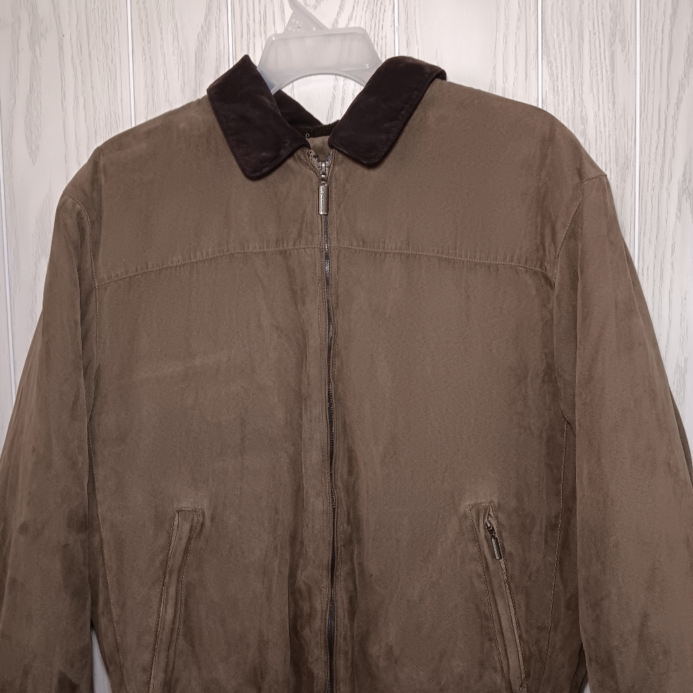 WeatherProof Large men's jacket brown faux suede zip buttons cuffs - Picture 2 of 12
